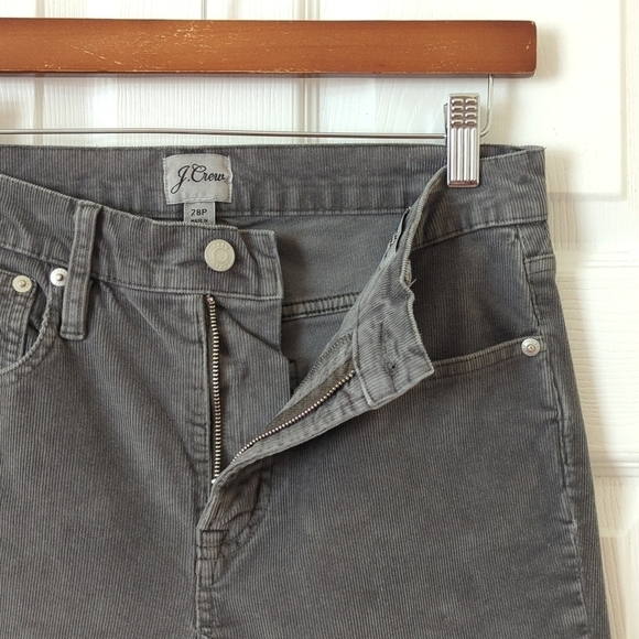 J. Crew Classic Pinwale Corduroy High Rise Vintage Slim Straight Pants Gray 28P - Picture 7 of 16